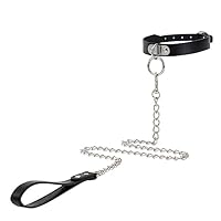 Halsfessel Halskette mit O-Ring Slave Halsband Bondage PU Leder Fetisch SM Fesseln Halsbänder Halsband Flirt Erwachsene Sexspielzeug für Paar, Frau (Schwarz)