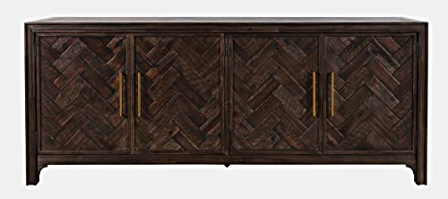 Jofran Acacia Wood Accent Cabinet with 4 Doors and Adjustabl