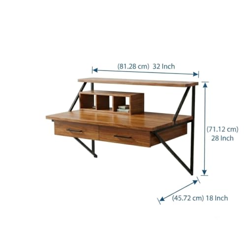 Image of Computer Study Table for Home & Office | Writing Desk with Storage Shelves | Laptop Table | Office Workstation | Wooden Study Desk | Modern Industrial Computer Table | Engineered Wood & Metal Frame