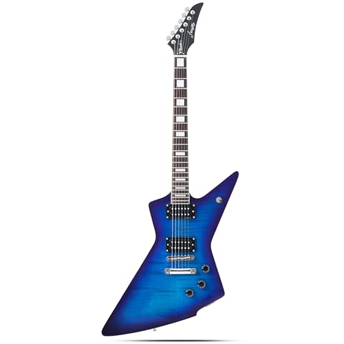 Firefly FFLX Solid Body Electric Guitar,Mahogany Guitar body,Stainless steel and ball end frets,rosewood fretboard(BlueBerry Color)