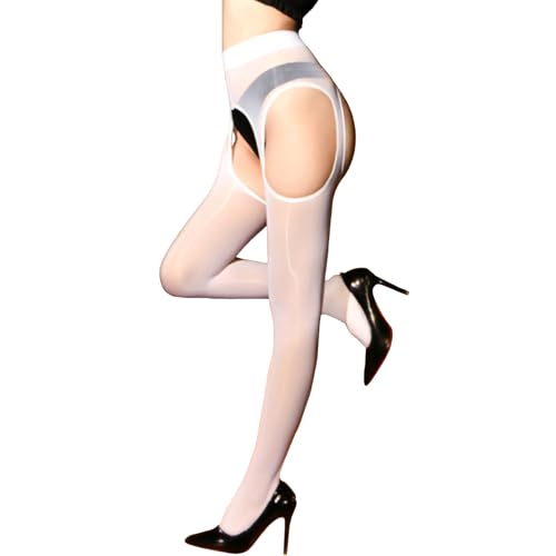 Image of Shiny Suspender Pantyhose for Women Sheer Garter Tights Suspender Stockings