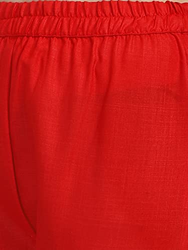 Image of VredeVogel Women Cotton Slub Straight Kurta Set With Pant and Net Embroidery Dupatta