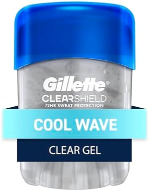 Gillette Antiperspirant and Deodorant for Men, 72hr Sweat & Odor Protection, Long Lasting Freshness, Anti-White Mark Technology, Clear Gel, Cool Wave Scent, 0.5 oz