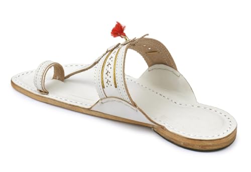 Image of KORAKARI Mens Kolhapuri Chappal, Handcrafted Sandal, Smooth and Comfortable Flip Flops Slipper Anti Slip Design Genuine Leather Traditional Footwear.