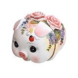 FORLONG Ceramic Piggy BankοΌCoin BankοΌMoney Box, Hand Painted Victoria Pink Rose Pig Design (7.5" L)