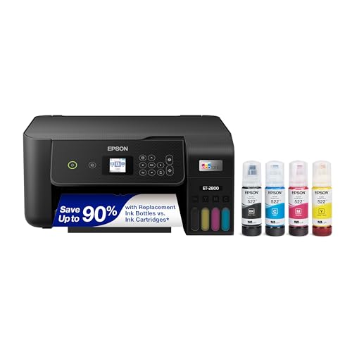 Epson EcoTank ET-2800 Wireless Color All-in-One Cartridge-Free...
