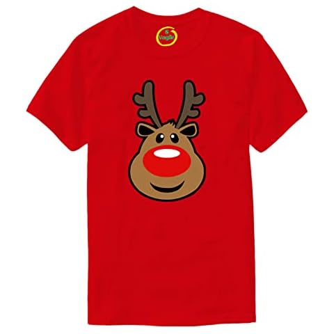 Vagile Kids Boys Girls Rudolph The Reindeer Xmas Christmas Tee T-Shirt Top Tshirt Red Cover