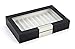 TIMELYBUYS 10 Piece Black Ebony Wood Pen Display Case Storage and Fountain Pen Collector Large Organizer Box with Glass Window Display Case