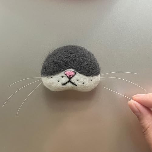 ayodixn Cat Whiskers Collection,Cat Memorial Fridge Magnet,Handmade Wool Cat's Nose Shape Pet Beard Holder,Cat Vibrissae Keepsake,Collector for cat whiskers (Gray)