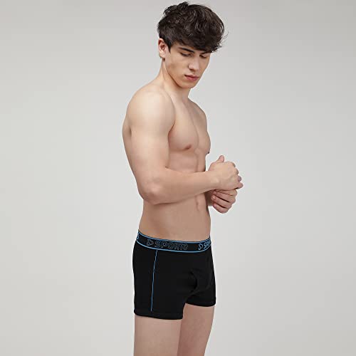 Image of sporto Men's Mid-Rise Super Soft & Comfortable Solid Cotton Square Trunks with No-Fold & No-Pinch Elastic Waistband (Combo Pack)
