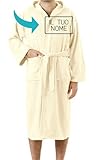Baroni Home Bademantel aus Frottee mit Kapuze, personalisierbar, für Damen und Herren, 100 % Baumwolle, personalisierbar, cremefarben, XL
