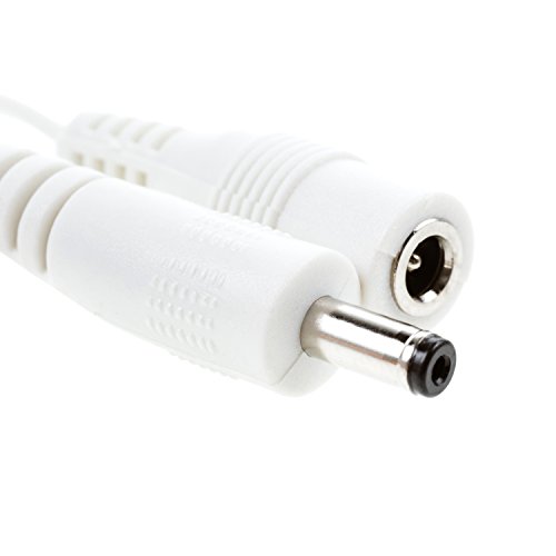 Image of EShine Extension Cable - Male to Female, 3.5mm x 1.35mm, for LED Under Cabinet Lighting with Wire Clips (Cable Length 20 in, White)