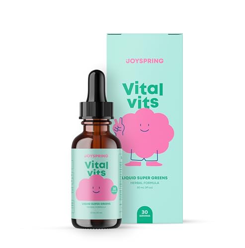 JoySpring Vital Vits - Kids Liquid Multivitamin - 1 fl oz (30 Servings) | Herbal Liquid Vitamins for Kids | Natural Flavor | Toddler Multivitamin with Elderberry, Spirulina, and More