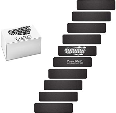 Treadwell High Traction Adhesive Non Slip Stair Treads. Pre-Cut Safety Tape/Tread Prevents Slips and Falls. 10-Pack (Large 6 Inch x 24 Inch, Black)