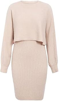 Gebreide damesjurk, 2 stuks, trui-jurk, oversized, tweedelig pak, ronde hals, pullover, bovendeel en midi-gebreide rok, effen, winter, gebreide jurk, zachte gebreide rok, set maxi-jurk, wit, 4XL
