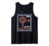 Sello postal con una vieja turbina de viento en Salinas Camiseta sin Mangas