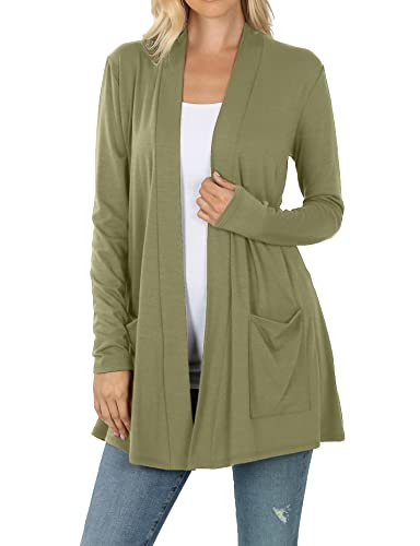 Image of Women's Open Front Cardigan Long Sleeve with Pockets Casual Outwear