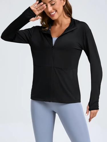Image of ELEG & STILANCE Women's UPF 50+ Lightweight Athletic Jacket UV Sun Protection Full Zip Cooling Hoodie Long Sleeve Sunscreen Protective Clothing for Women for Outdoor Hiking