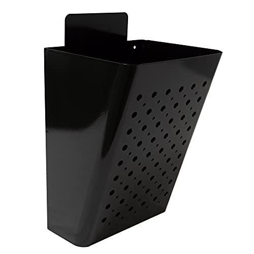 Amig - Cesta de Publicidad con Rejilla Frontal, Buzón metálico para Propaganda, Para Colocar en Paredes o Muros Exteriores de Portales o Entradas, Acero, Color Negro, 22 x 36 x 19 cm