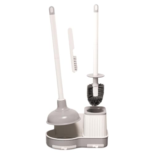 Bathroom Plunger & Brush Set with Holder, Toilet Brush and Plunger Set | Toilet Brush Plunger Holder Set for Bathroom Toilet Brush - Toilet Cleaner Combo & Scrubber Dryer, Plunger Set for Toilet