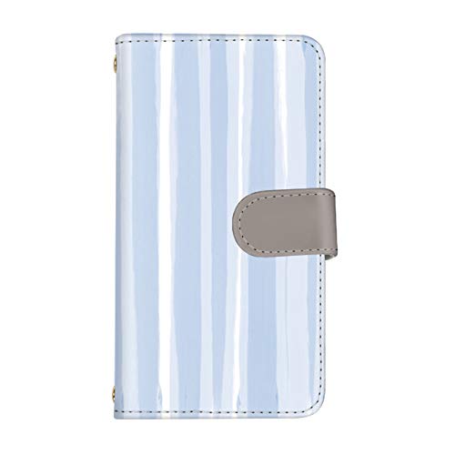 スマ通 iPhone 17 Pro Max 対応 ケース 手帳型 カバー カード収納 手書き風ストライプ 横置き ストラップホール 耐衝撃 可愛い アイフォン シックスセブン プロ マックス用 (B.ブルー) vc-086