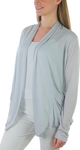 Image of ToBeInStyle Womens Open Front Long Sleeve Lightweight Asymmetrical Draped Cardigan with Side Pockets