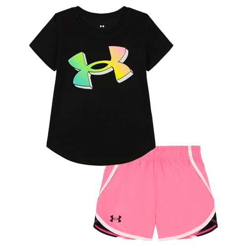 Image of Under Armour Girl's 2-piece Short Sleeve Tee and Shorts Set, Lightweight and Comfortable