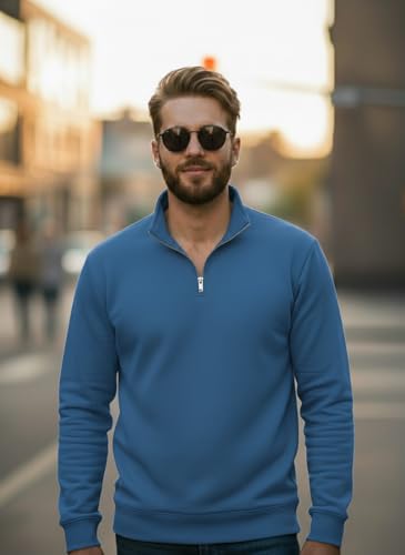 Image of Mack Jonney Men's Fleece Half-Zip High Neck Sweatshirt | Warm & Stylish Winter Wear -JM4380