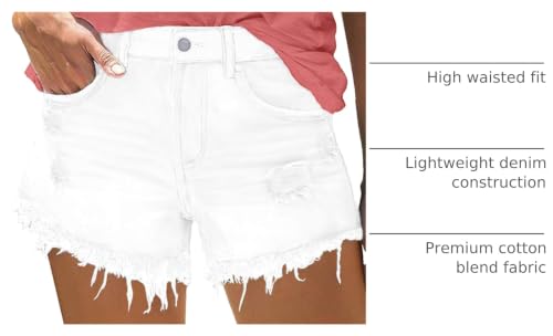 Image of onlypuff Womens Jean Short Cut Off Denim Shorts High Waist Ripped Distressed Stretchy