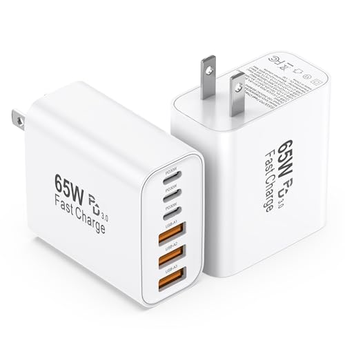USB C Charging Blocks, 65W USBC Wall Fast Charger Block, Type C iPhone USB C Charger Fast Charging Brick, 6-Port Multiport Charger Plug Power Adapter for iPhone 17/16/15/14/Pro Max, GalaxyS25 26,iPad