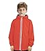 UMMTOM Boys Rain Jackets Lightweight Waterproof Hooded fleece Raincoats Windbreakers for Kids(9-10Y,Red Solid)