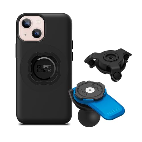 Image of Quad Lock 1 inch Ball Adaptor for Motorcycle Phone Mount with Vibration Dampener and MAG Phone Case for iPhone 13 Mini