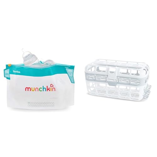 Image of Munchkin Microwave Steam Sterilizer Bags, Dishwasher Basket for Bottles, Pacifiers, and Accessories Bundle, 6 Pack