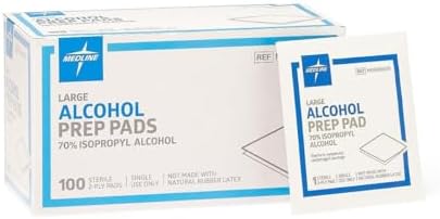 Medline Sterile Alcohol Prep Pads, Large, 100 Count