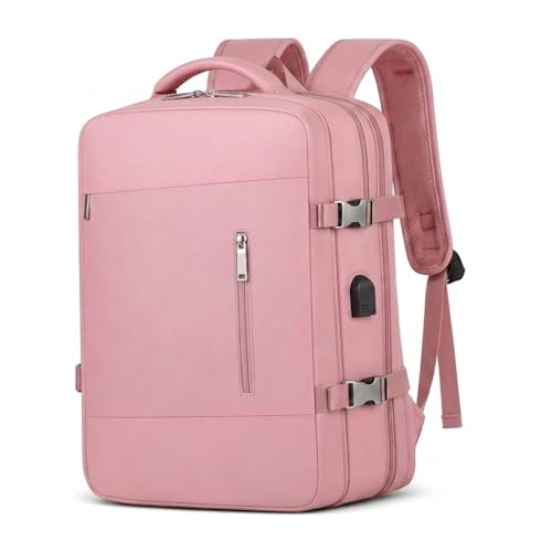 Mochila Notebook 17 Pol Expansível USB Dia a Dia Viagem Impermeável Rosa