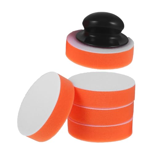 STOBAZA Juego De Almohadillas Para Pulir Automóviles Con Mango Ergonómico, 6 Piezas, Esponjas De Pulido De 4 Pulgadas, Kit Manual Para Aplicar Cera, Uso Profesional Para Encerado Detallado