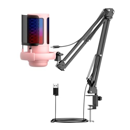 Microphone USB rose pour éliminer les bruits de clavier lors de vos appels