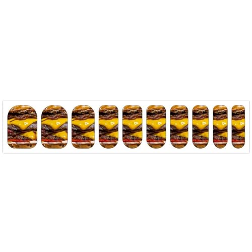 Cheeseburger Waterproof Membrane Nail Stickers,Eco-Friendly, Cute Designs for Women Girls, Perfect for Parties, Weddings and Holiday Gifts
