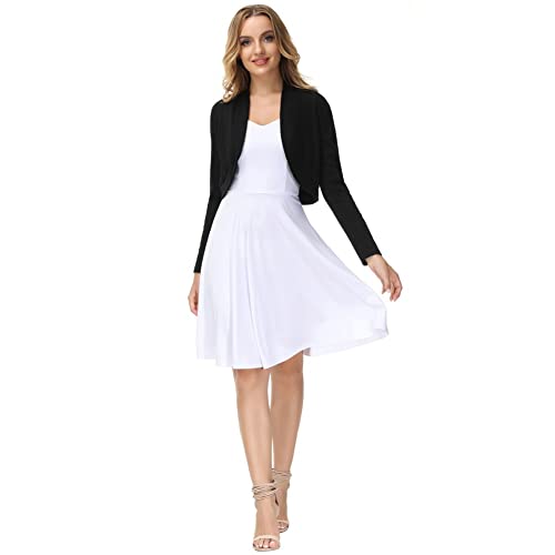 Femme Cardigan Court Gilet Boléro Manches Longues Veste Tops Hauts Noir Taille S KK230S21-02 Cover