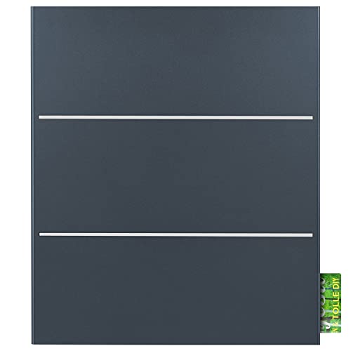 Briefkasten anthrazit mit Zeitungsfach (RAL 7016) MOCAVI Box 141R Postkasten Edelstahl-Detail V2A Öffnung links Wand-Briefkasten mit Zeitungsrolle groß modern deutsche Marken-Qualität DIN A4