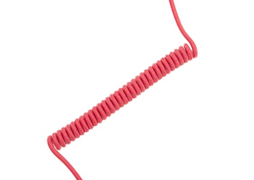 Image of Coiled & Double-Sleeved Mechanical Keyboard Cable, for Type-C Mechanical Keyboards (Red)