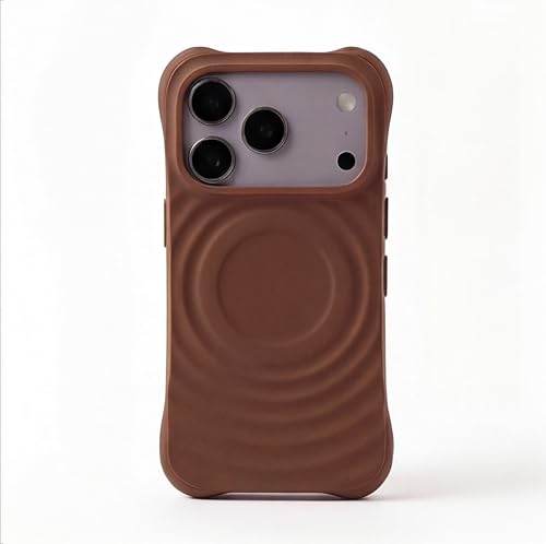 Image of amazon basics Shockproof Case for iPhone 17 Pro Max | Ripple Pattern | Camera Protection | Protective Cover with Enhanced Grip & Wireless Charging Support - Brown