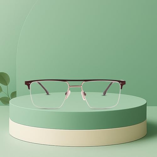 Image of Teen & 20 Rectangle Eyeglasses Frame for Men & Boys - Classic Half-Rim | Stylish & Lightweight Spectacle Frame | Durable Eyewear for Office, Study & Daily Use - TK9004