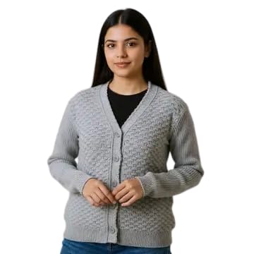 Wool Blend Warm Grey Button Down Pullover-picture-52