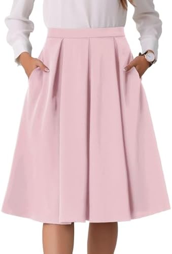 Allegra K High Waist A-Line Midi Skirt for Women's Flare Pleated ...