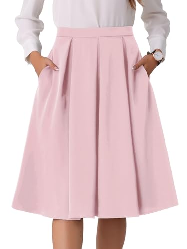 Jupe mi-longue évasée taille haute fonctionnelle avec poches latérales