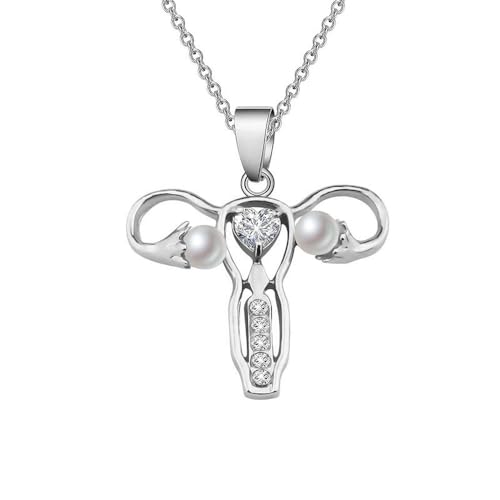 Human Uterus Necklace Rhinestone Organ Shape Necklace Feminist Medical Symbol Female Organ Necklace Gynecologist Nurses'Day Gift
