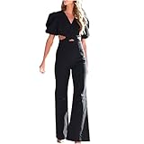 RKSTN Womens Jumpsuits Dressy Fashion Denim Jumpsuit for Women Casual Sexy Jumpers Jean Integrated Wide Leg Pants Onesie Dressy Solid Zipper Overalls Catsuit Bodysuit for Women