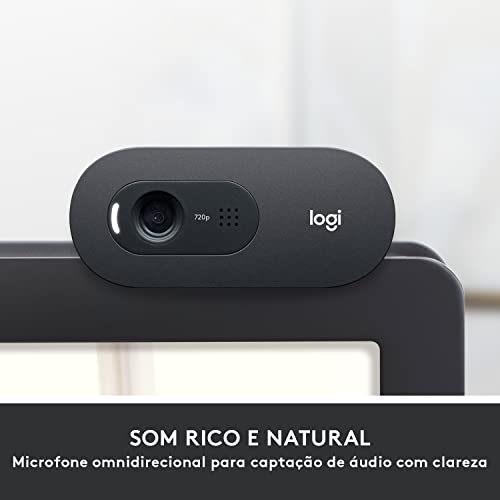 Webcam HD Logitech C505 com Microfone Embutido de Longo Alcance e 3 MP para Chamadas e Gravações em