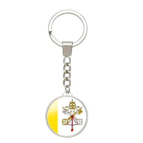 Mode Vatican Drapeau Porte-Clés Double Face Drapeau National Pendentif Tirer Sur Porte-Clés, Charme Porte-Clés Bijoux Pour Hommes Femmes Sac Accessoires Cadeau, Porte-Clés De Mode, Long: 10